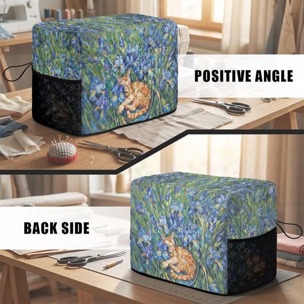 Quiltat symaskinsskydd Iris kattmönster Iris Cat Print