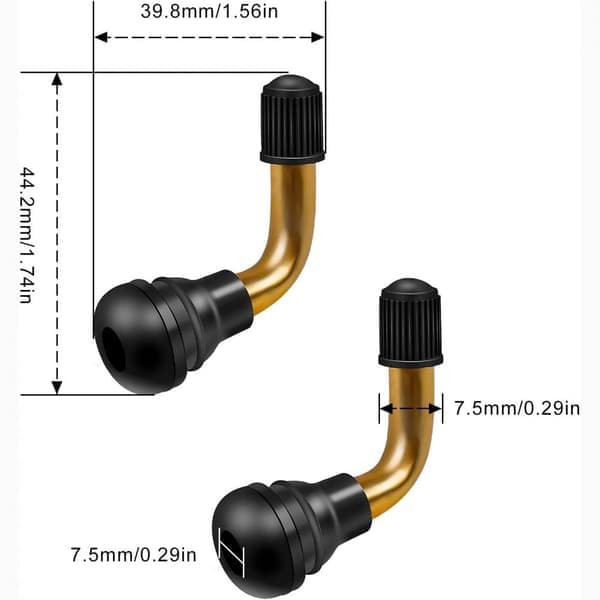 6-pack PVR60 slanglösa däckventiler, 90 graders däckventilspindlar