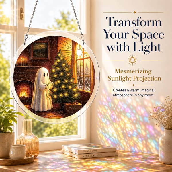 Spøgelsesjuleakrylpuslespil solfanger, 83 dele DIY-dekoration Ghost Lights