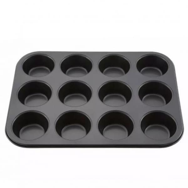 Muffinform med 12 kopper Standard bageplade til muffins, cupcakes og brownies sølv