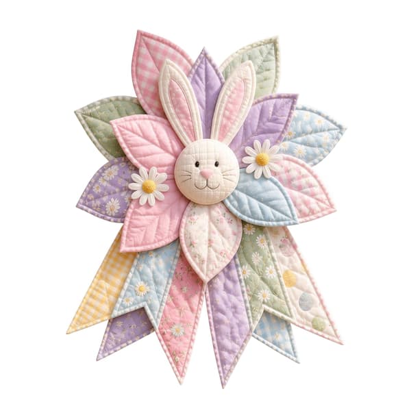 Överdimensionerad Quiltad Dörrrosett DIY Sykit Patchwork Lantlig Tygkrans (Rosa) Pink