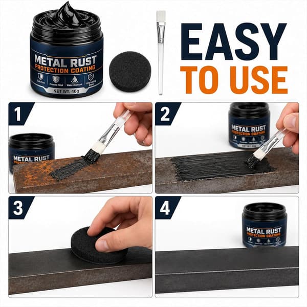 Metal Rustbeskyttelse Sort Reparationspasta, 3-i-1 Anti-Rust Belægning, 2 STK 2PCS