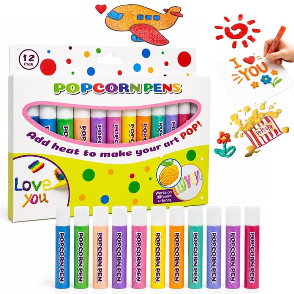 Popcornpennor, 6/12 st DIY Bubble Popcorn Ritpennor för barn (12 st) 12PCS
