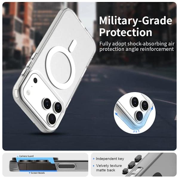 iPhone 17 Pro Max-deksel – Candy Magsafe PC Hybrid TPU, hvit Vit