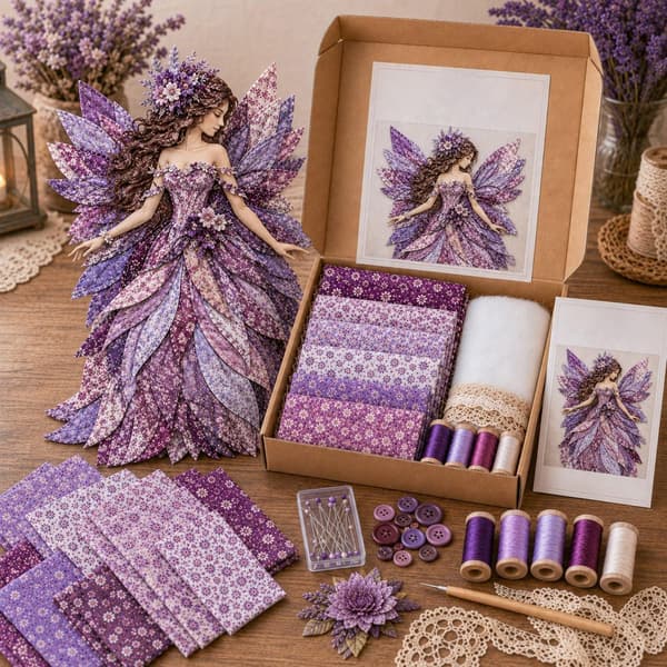 Wegodal Fairy Patchwork DIY, Morsomt Blomsterfe Patchwork Sysett White