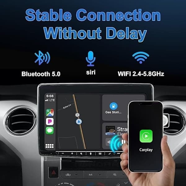 Langaton CarPlay -sovitin, musta, Plug and Play -dongle Apple CarPlaylle ja Android Autolle