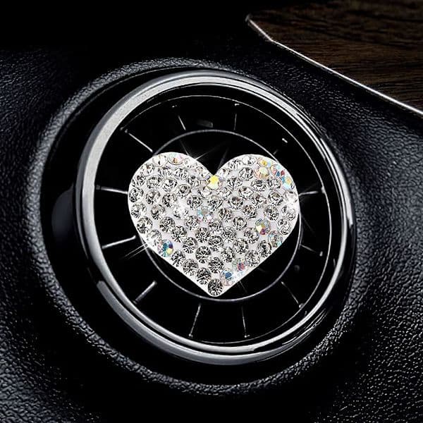 2-pak biludluftningsclips charms, krystal bil diffuser ventilclips, rhinsten olie diffuser ventilclips