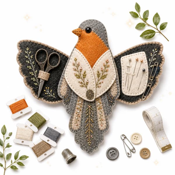 Fugleformet filt sy-organizer DIY-sæt, 3D patchwork fuglekasse (A3pc) A3pc