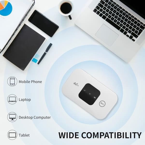 4G Mobil Router EU-version - 10 enheter & 72 timmars standby - Universell SIM-kortplats (B1/B3/B5/B7/B20) - Resevänlig Wifi Hotspot