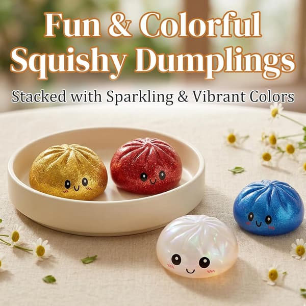 Blinkande Dumpling Squishy Leksak med Låda, Ljusande Stressavlastande Klämleksak (Vit) White