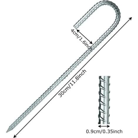 Sett med 10 galvaniserte teltplugger, teltplugger 30 cm, trampolinfeste for camping, hage, gjerde, husker - Dpzo.pa