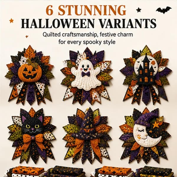 Gør-det-selv Quiltet Halloween Græskar Dørhænger Sæt Håndlavet Patchwork Castle