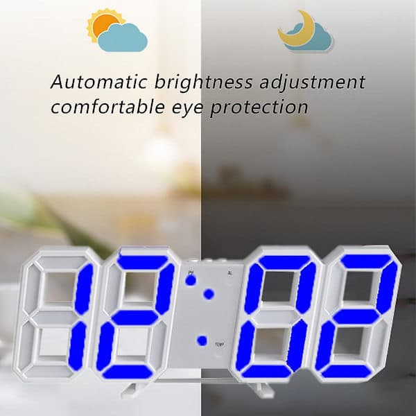Intelligent 3D Digital Väckarklocka Blå Blue