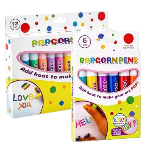 Popcorn-penner Puffy, Magisk 3D Kunst Relieff Tegnemarkørsett 6-pack+12-pack