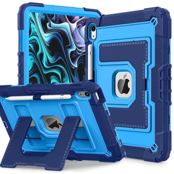 Fodral för Ipad 10:e generationen 10.9 (2022)/A16 11 (2025) Anti-fall stativ (mörkblå)