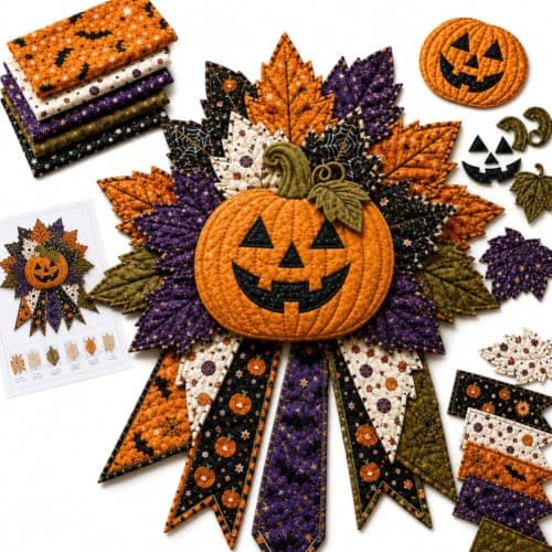 Gør-det-selv Quiltet Halloween Græskar Dørhænger Sæt Håndlavet Patchwork Pumpkin