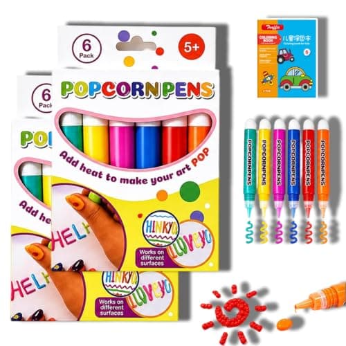 Popcorn-penne 3D-kunst, varmeaktiverede puffede kunstmarkører til håndværk (6-pak, 2 sæt) 2set 6PACK