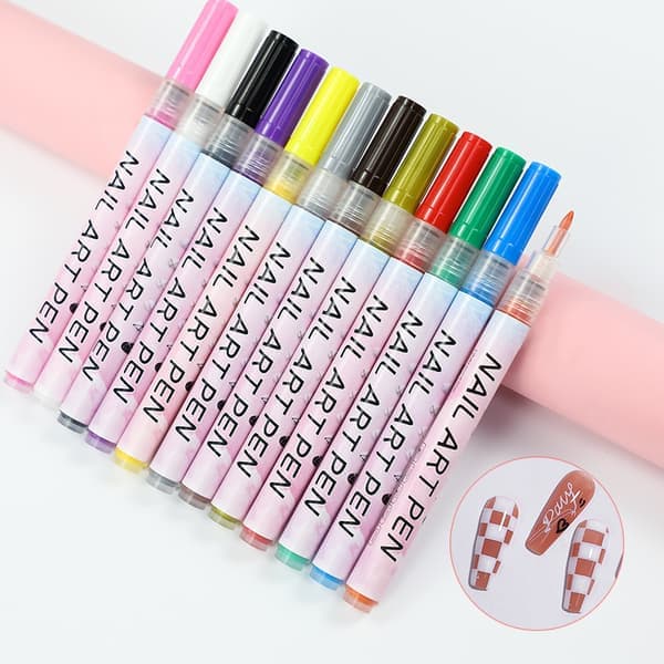 12 stk. neglekunstmarkørsett, DIY neglekunstgraffitipenn