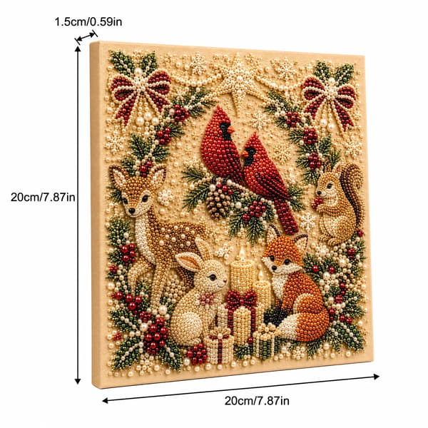 DIY Skogsdjur Jul Pärldiamantmålning Konstkit med Ram Forest Critters