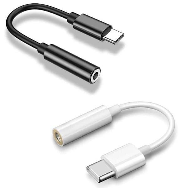 USB-C til 3,5 mm adapter til Samsung S20 S21 S22 Hvid white