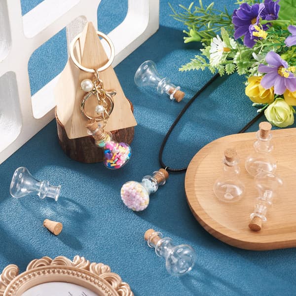 10 st konformade små glasflaskor med korkpropp, små klara tomma glasflaskor för DIY-konst Cone Shape #2