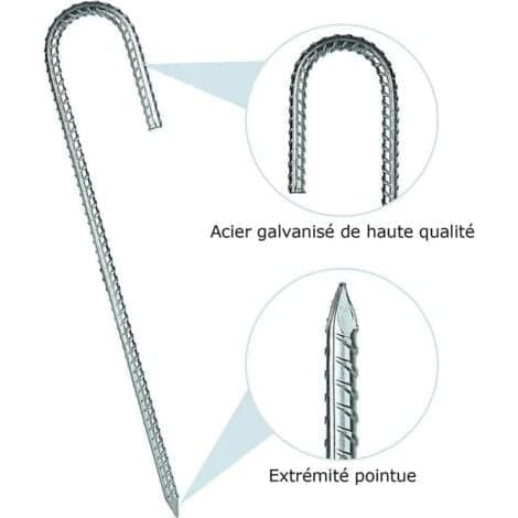 Sett med 10 galvaniserte teltplugger, teltplugger 30 cm, trampolinfeste for camping, hage, gjerde, husker - Dpzo.pa