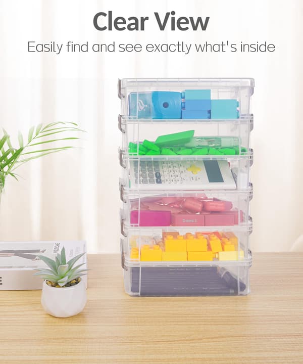 Sooez 6-pack extra stor pennlåda, pennfodral i plast, kritlåda Large Multi