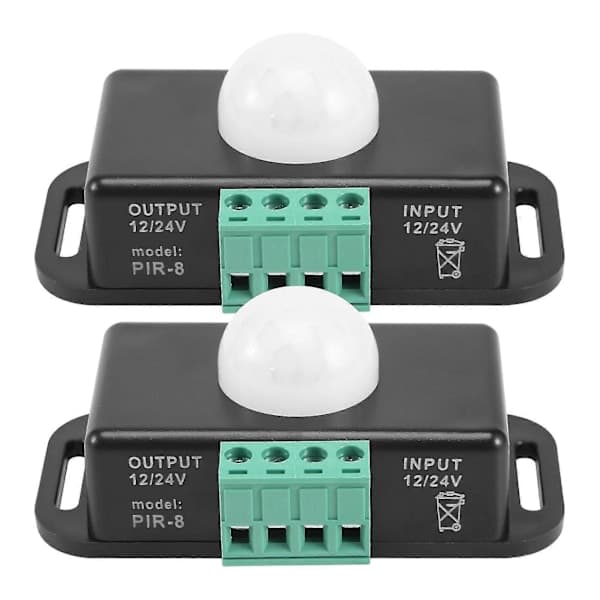Bevægelsessensorafbryder, 12V 24V PIR-sensor LED til fleksible LED-strips, 2-pak