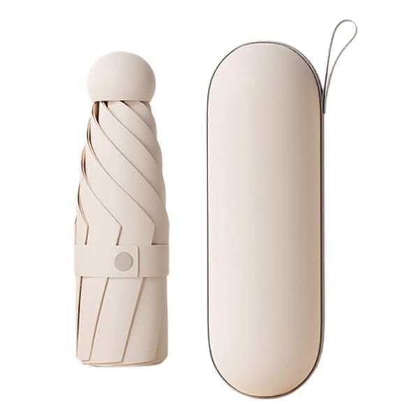 Fällbart paraply, litet paraply, vindtätt paraply, lätt och kompakt paraply, Lingling, beige Beige