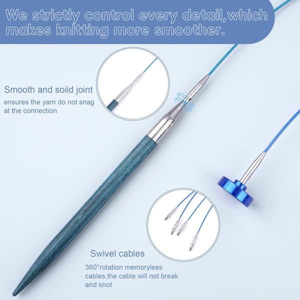 Hobekoee utbytbara rundstickor set Blue