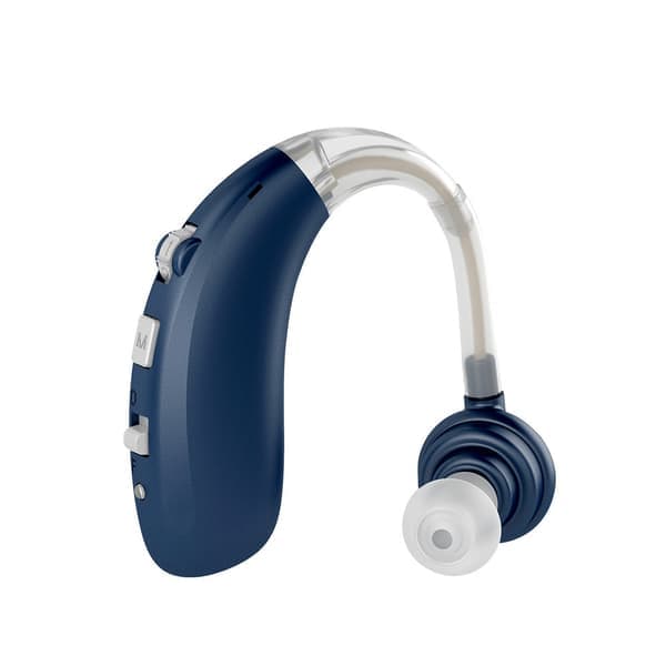 Uppladdningsbara Bluetooth-hörapparater bakom örat (blå enkel)