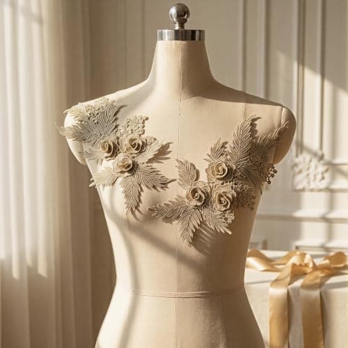 Champagne Gull 3D Blomsterblondeapplikasjonssett