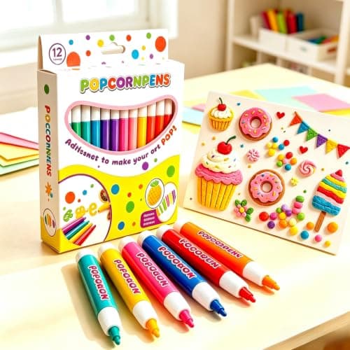Popcorn-penner, 12 STK DIY Boble-puffende tegne-penner egnet for 3D-maling