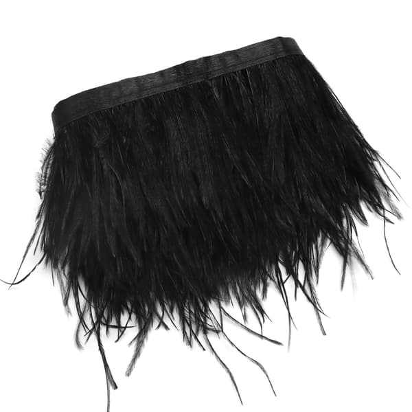 Marvexi Sort Strudsefjer Trim Fjerbånd, 4 Tommer, 2,2 Yards Black