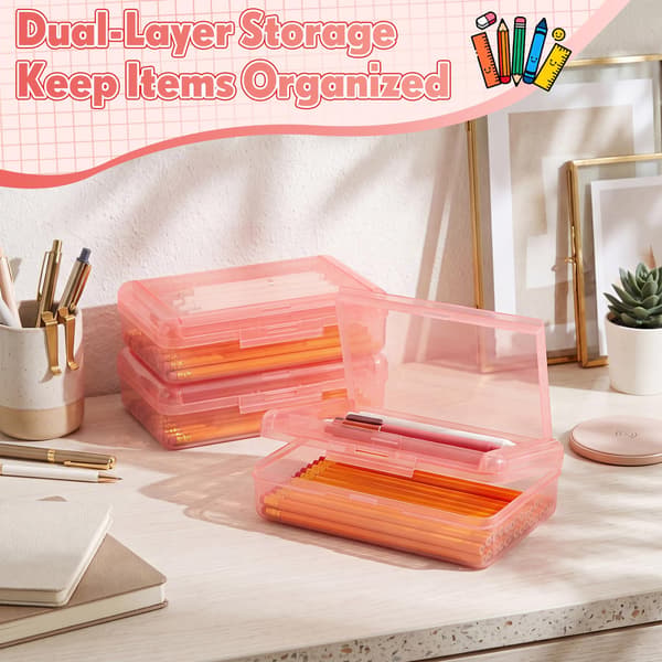 Blulu 6-pack dubbla pennfodral med stor kapacitet, rosa Pink / 6