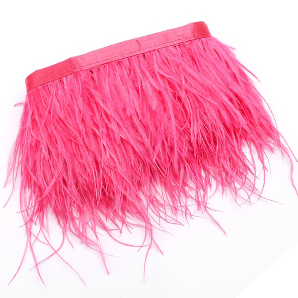 Lyserød Strudsefjer Trim Fjerbånd, 4 Tommer, 2,2 Yards Bright Pink