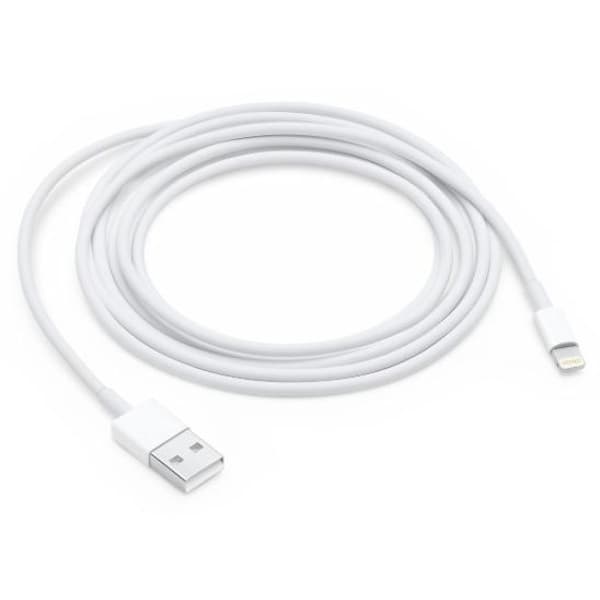 Lightning-kabel til iPhone og iPad, 2 meter, hvid - CE-certifikat