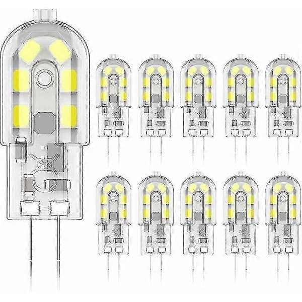 10-pack G4 LED-lampor 2W (motsvarar 20W halogen) - Kallvit 6000K, 12V AC/DC för Versailles