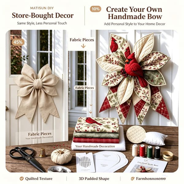 Stort Patchwork Sløjfe Sykit DIY Quilt Håndværkssæt med Stofmønster (#D) #D