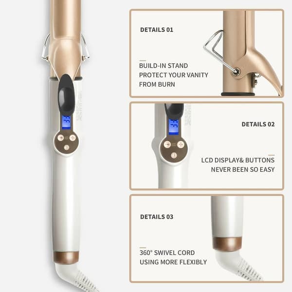 Krølltang Profesjonell Keramisk 22mm (110 - 210℃ - Gull)