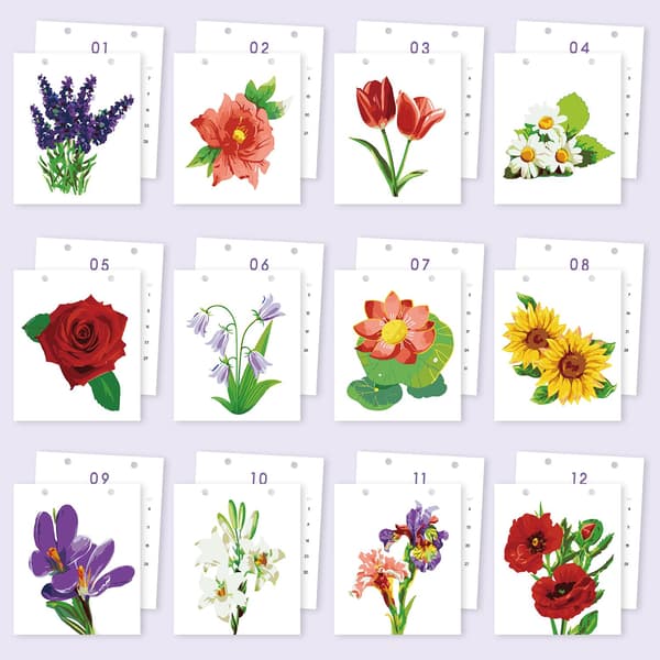Lnjsipam Mal efter Tal Kalender 2027 - Blomstermaleri med Tal som Gave Flower