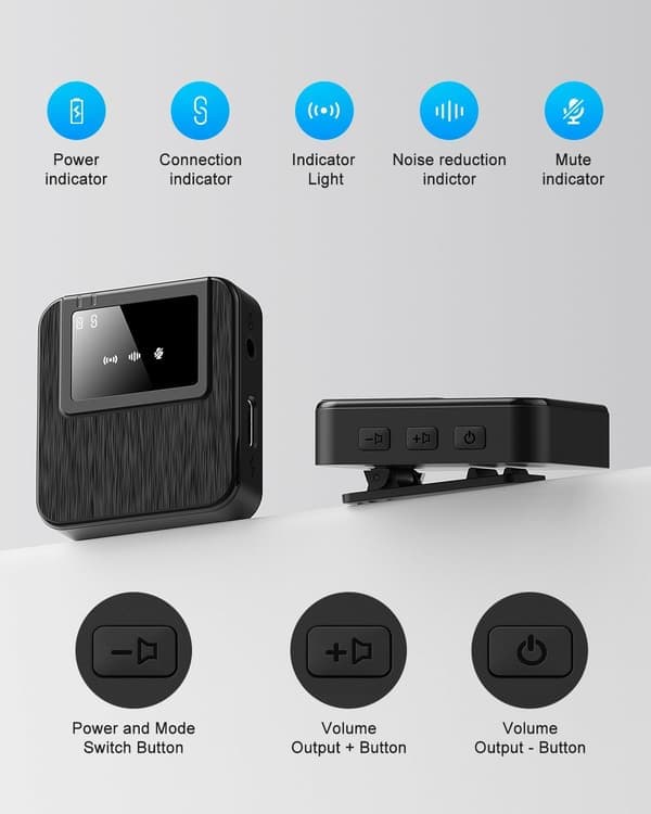 Lavalier-mikrofoni 3-in-1 langaton melunvaimennus Plug and Play iPhonelle, Androidille, kameralle