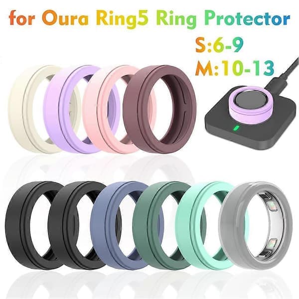 Hudvänligt silikonringskydd för Oura Ring 5 Smart Vit M-kod (10 - 13) White M code (10-13)