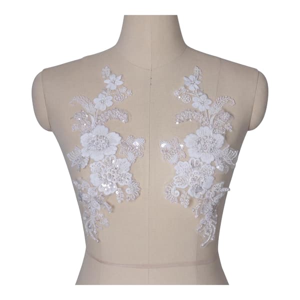 Perle Paillet Spejlet Blomster Blonde Applikationspar