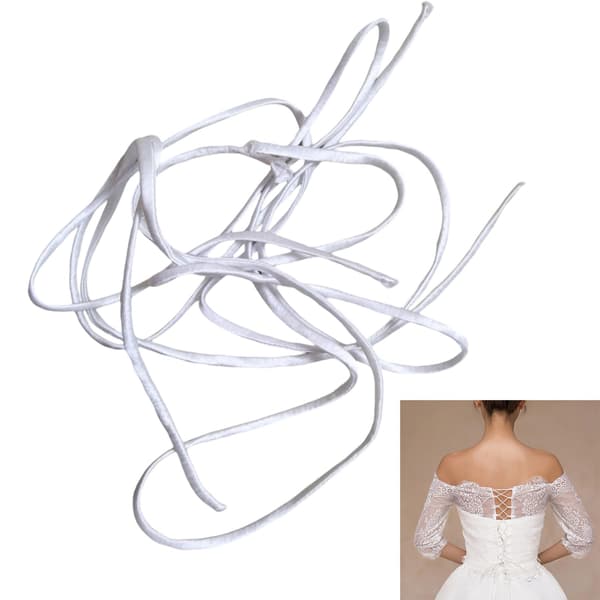 Satinband justerbar korsettbaksida, blekt vit Bleached White
