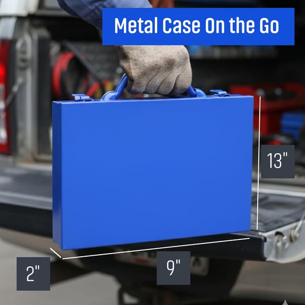 Metallorganiseringsboks med 10 flyttbare rom, blå 13" x 9" x 2" | 10 Cups Blue