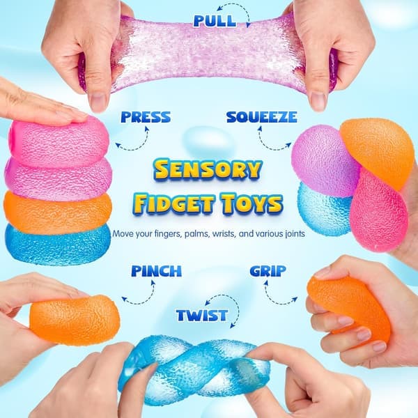 4-PAK Gummy Squeeze Gumdrop Fidget Gave Voksen Sød Sensorisk Fidget Autisme Stressbold Kontorgaver Terning Cube