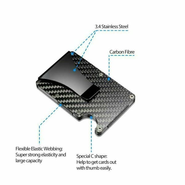 RFID-skyddad kolfiberplånbok med sedelklämma för män