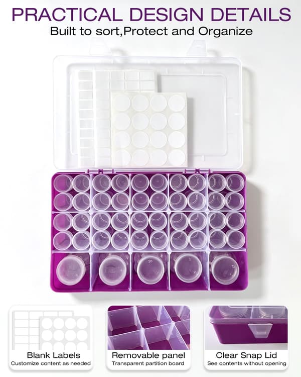 45 STK Diamantmaleri Opbevaringsbeholdere: Diamantkunst Organizer