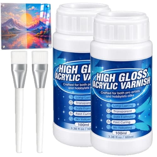 Kiiltävä akryylilakka 100 ml siveltimellä, 3,38 Fl Oz (2 kpl) 2Pcs